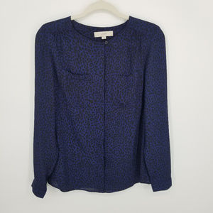 Loft Navy and Black Leopard print Blouse